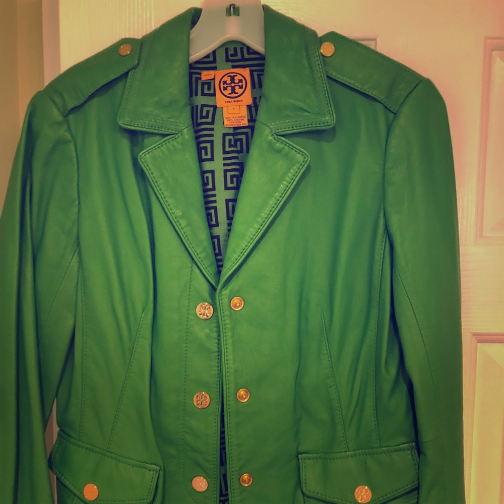 Tory Burch Green Leather Blazer